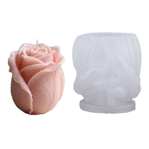Large Tulip Bud Flower Succulent Leaves Cylinder Molds Silicone Wave Spiral Candle Mold - Silicone Resin Casting Molds for Candle & Resin & Soap Craft Supplies