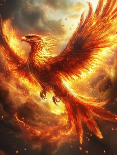 5D Fire Phoenix Diamond Art 12x16 Inch Full Drill Diamond Painting Kits for Adults & Beginners - DIY Art Crafts for Relaxation and Home Wall Decor 706A WoodArtSupply
