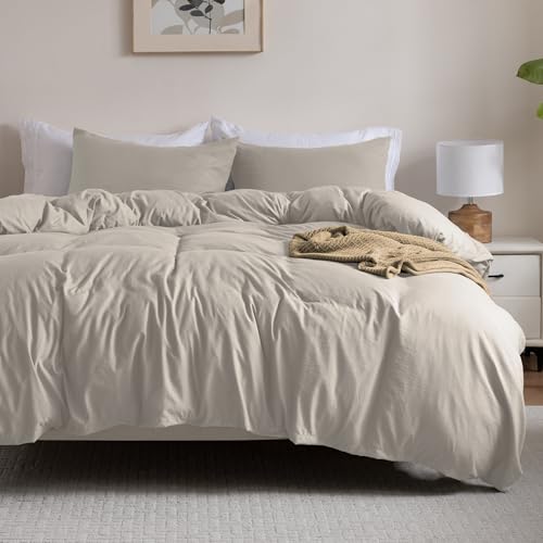 Soft Washed Duvet Cover Set Twin / Twin XL Size, Prewashed Microfiber Cotton-Like Bedding Set, Duvet Cover 68x90 with Button Closure & Pillow Sham for All Seasons,Comforter Not Included (Linen) Ranunculus