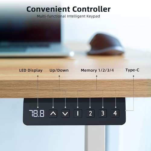 PiomuDek Standing Desk Frame with 330lbs Powerful Dual Motor, Electric Adjustable Height Computer Table Legs, Sit Stand Up Desk Base with Memory Controller, for Home Office, White,ED04NW (Frame Only) PiomuDek
