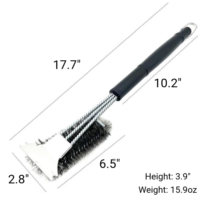 Generic Stainless Steel Grill Brush with Scraper – Ultra Durable, Safe Triple Woven Wire Bristles, Ergonomic Handle for Ideal Grilling Generic