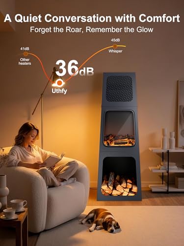 Uthfy 47" Electric Fireplace Heater for Indoor Use, Fake Corner Electric Fireplace with 2 Modes,3D Flame Effect, Overheat Protection, Large Room Space Heater for Livingroom, Bedroom, Office, Garage Uthfy