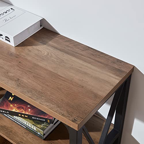 Rustic Oak 3-Tier Console Table with Storage Shelves – Versatile Entryway or Sofa Table by IBF IBF