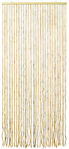 FlavorThings 36inch x 79inch Natural Wood and Bamboo Beaded Curtain Room Divider -Plain Design-Bamboo and Wooden Doorway Beads-Boho Bohemian Curtain 38 Strands (Nature) FlavorThings