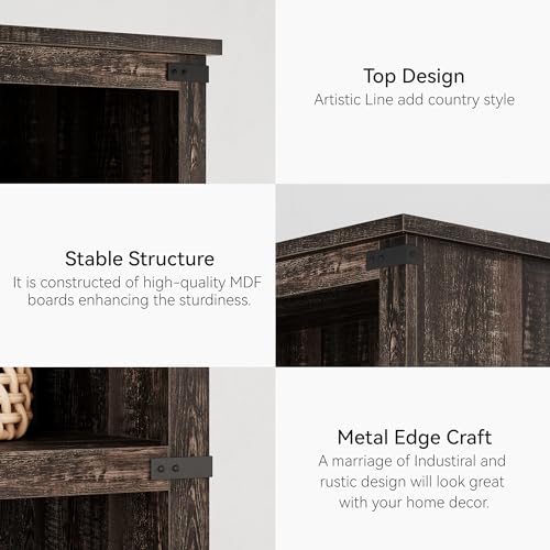 GAOMON 3 Tier Bookcase, Farmhouse Book Shelf with Storage Open Display Bookshelves, 40" Low Book Case Wooden 3 Shelf Bookcase Home Decor Furniture for Home Office, Living Room, Bed Room - Oak GAOMON