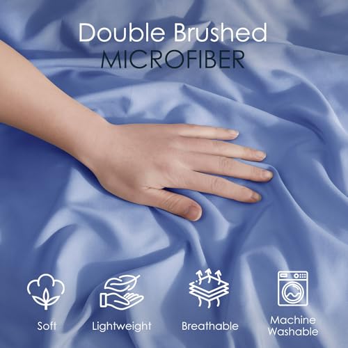 Hearth & Harbor Calm Blue Duvet Cover Queen Size - 3 Piece Soft Double Brushed Bedding Set - Includes 1 Queen Duvet Cover with Button Closure 90x90 inches and 2 Pillow Shams Hearth & Harbor