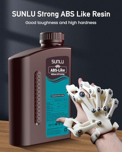 SUNLU 2000G ABS-Like 3D Printer Resin, 405nm UV Curing Photopolymer Rapid 3D Resin For 2K 4K 6K 8K LCD/DLP/SLA 3D Printers, Non-Brittle & High Precision & Low Shrinkage, 2KG, Black SUNLU