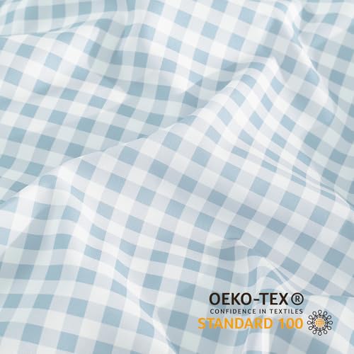 Andency Gingham Duvet Cover Twin Size, Blue Checkered Plaid Bedding Set with Zipper Closure & Corner Ties, 2 Pieces Soft Prewashed Microfiber Comforter Cover for Dorm Kids Andency