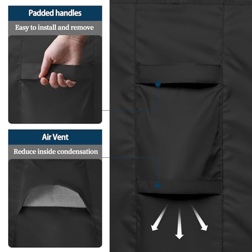 Easy-Going Rectangle Patio Furniture Cover Waterproof Outdoor Dining Table and Chair Cover Anti-UV Outside Sectional Sofa Set Covers (126" L x 63" W x 28" H, Black) Easy-Going