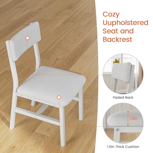Itaar 5-Piece Dining Table Set for 4-6 People, 63" Extendable Kitchen Table and 4 Cushion Chairs, Dining Room Table with MDF Board & Metal Frame for Small Space, Easy Clean, Natural Itaar
