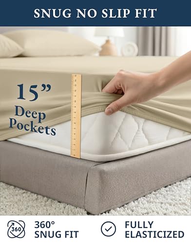 LANE LINEN 100% Organic Cotton Twin Size Bed Sheets, Fully Elasticized Mercerised Cotton Bed Sheet Set, Soft & Comfy Low Pill Face Resistant Bedding Sheets & Pillowcase Set- Linen LANE LINEN
