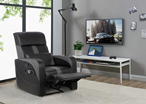X Rocker Gamma Recliner Gaming Chair, 2.1 Bluetooth Audio System, Headrest Mounted Speakers, Built-in Footrest and Cupholder, 718001, 34.84" x 39.37" x 30.31", Black X Rocker
