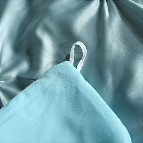 Erosebridal Blue Pinch Pleated Quilt Cover King Size Silk Like Satin Pintuck Bedding Set with Zipper Ruffle Design Luxury & Microfiber Comforter Cover Pintuck Decorative Bedspread Cover Erosebridal