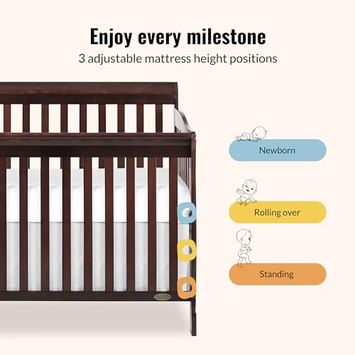 Dream On Me Ashton 5-in-1 Convertible Crib in Espresso, Greenguard Gold Certified , 50x36x44 Inch (Pack of 1)