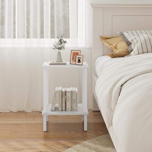 TUTOTAK End Table, Side Table, Nightstand, 2-Tier Storage Shelf, Sofa Side Table for Small Space, Living Room, Bed Room V1TB01BW034 TUTOTAK
