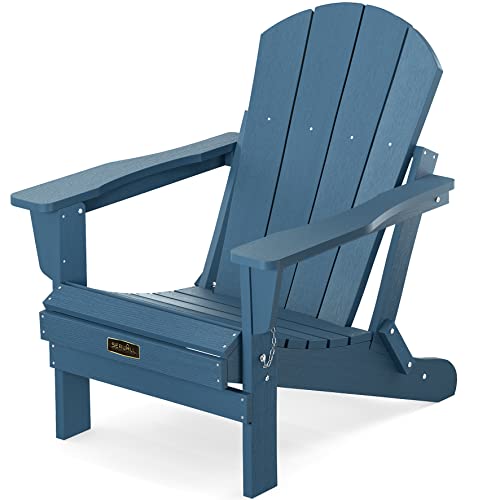 SERWALL Folding Adirondack Chairs Weather Resistant for Outdoor, Patio, Lawn, Garden, Backyard Deck, Fire Pit - Blue SERWALL