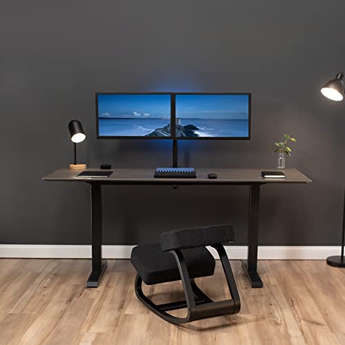 DRAGONN by VIVO Wooden Rocking Kneeling Chair, Ergonomic Rocker Stool for Home and Office, Angled Posture Seat, Black Frame, Black Cushions, DN-CH-K04RB DRAGONN