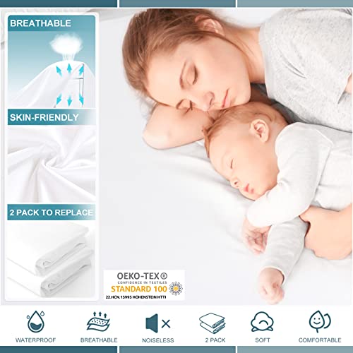 2 Pack King Waterproof Mattress Protector Deep Pocket Mattress Cover, Soft Breathable Mattress Pad, Fitted Noiseless Waterproof Bed Cover Stretch to 25" UNILIBRA