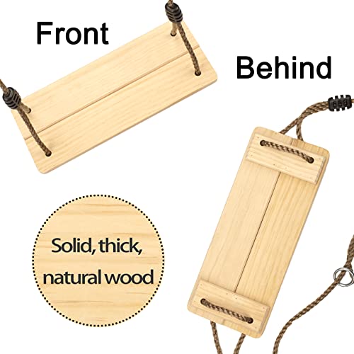 Outdoor Swing, KINSPORY Swing Set for Backyard, Adjustable Nylon Rope with Hanging Tree Straps Kit, Wooden Swing Seat for Indoor Outdoor Porch Patio Garden Playgroud Swing Set Accessories KINSPORY