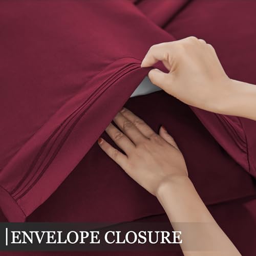 Yibeizi Twin Sheets Set, Red Cooling Hypoallergenic Microfiber Single Bed Sheets, Soft Oeko-Tex Extra Deep Pocket Sheets & Pillowcases Wrinkle Free Bedsheets Yibeizi