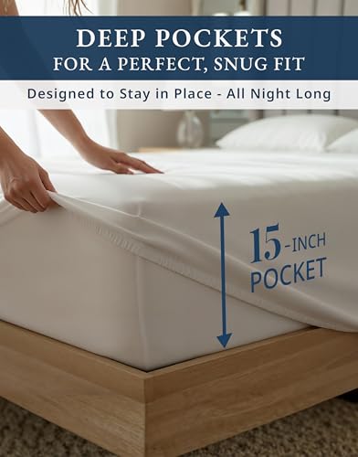100% Egyptian Cotton Sheets King Size - 1000 Thread Count Silky Sateen King Size Sheets Set, Naturally Cooling & Breathable, Ultra-Soft Hotel Luxury Sheets with 15" Snug Fit Deep Pockets - White LANE LINEN