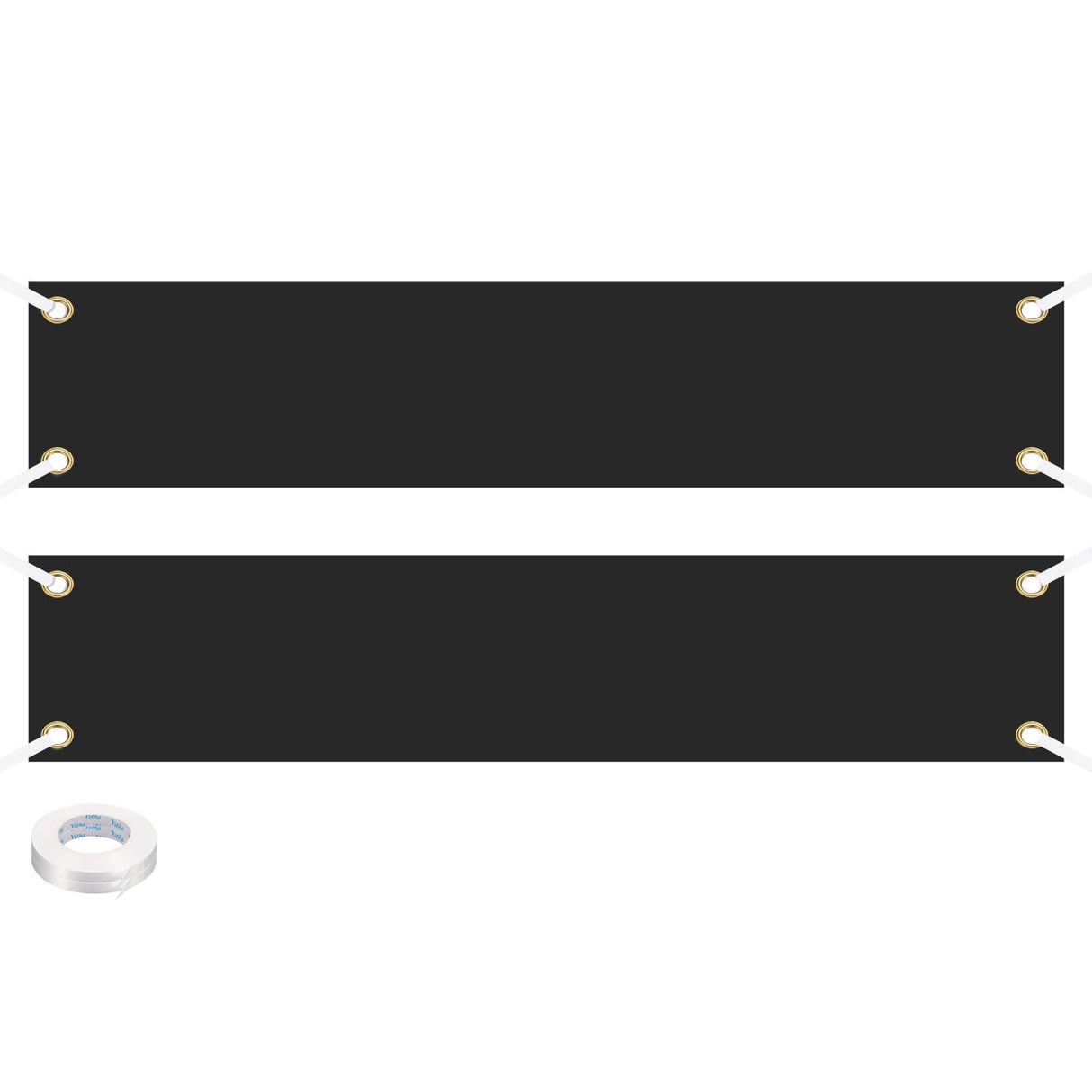 PATIKIL Vinyl Blank Banners Signs to Decorate 2'x10' Sublimation Black Banner with Hanging Rope for Business Outside Outdoor Wall, 2 Set PATIKIL