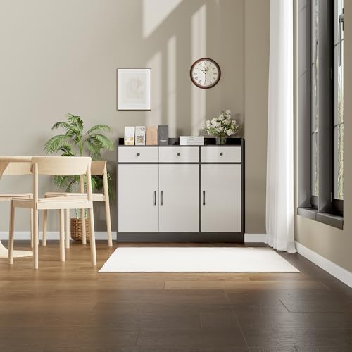 GarveeHome 42.5 in Sideboard Buffet Cabinet with Storage, Wooden Kitchen Storage Cabinet with Adjustable Shelf, Modern Coffee Bar Buffet Table for Living Room Entryway Dining Room GarveeHome