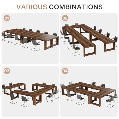 Tribesigns 7 ft Conference Table for 6 to 8 People, Modern Rectangle Meeting Room Desk for Boardroom, Home Office (Dark Brown) Tribesigns