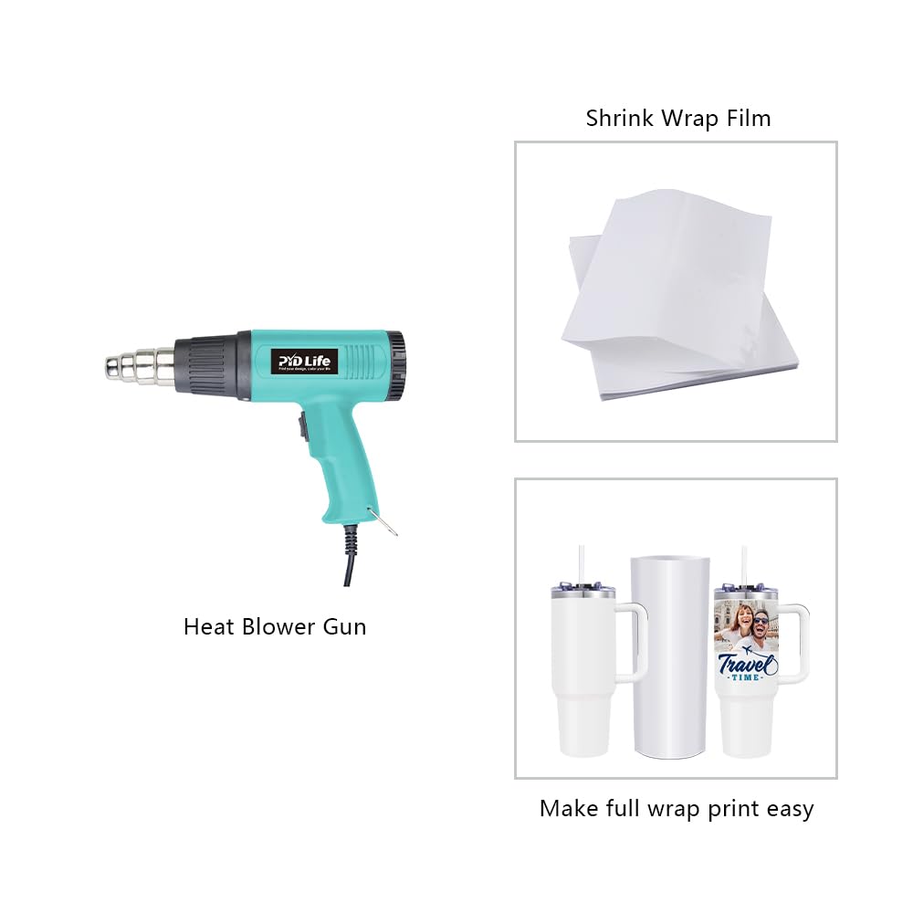 PYD Life Sublimation Shrink Wrap Sleeve White Bags 11.8 x 7 Inch for 40 OZ Tumbler with Handle,Sublimation Mugs Cups Tumblers Water Bottles Print by Sublimation Oven 50 PCS PYD Life