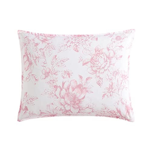 Laura Ashley - Twin Comforter Set, Reversible Cotton Bedding for Year Round Use, 2 Piece Coquette Bed Set with Matching Pillowcase (Delphine Mauve Pink) Laura Ashley