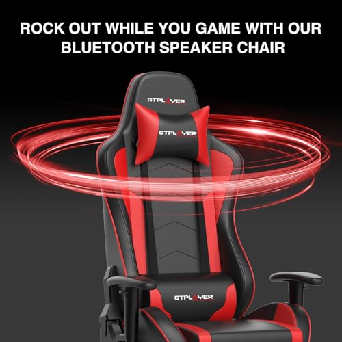 GTPLAYER Gaming Chair with Footrest Speakers Video Game Chair Bluetooth Music Heavy Duty Ergonomic Computer Office Desk Chair GTPLAYER