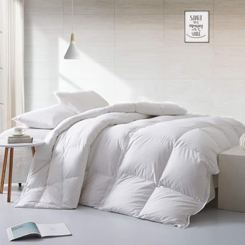 APSMILE Lightweight King Size Down Feather Fibers Comforter, Fluffy Duvet Insert for Warm/Hot Sleepers - Ultra-Soft High Fill-Power Hotel Collection Comforter, 39 Oz Duvet Blanket(White, 106"x90") APSMILE