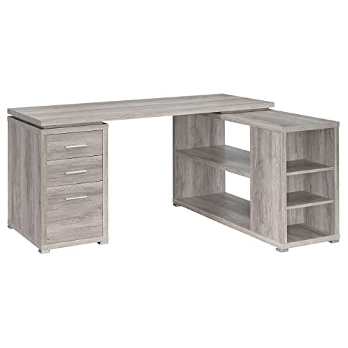 Coaster Home Furnishings Yvette L-Shape Grey Driftwood Office Desk (801516) Coaster Home Furnishings