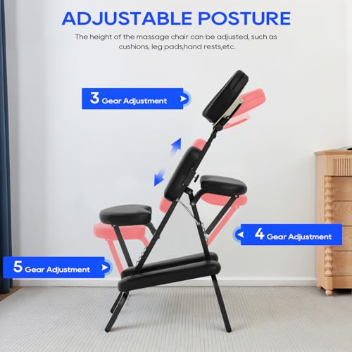 BestMassage Portable Massage Chair – Foldable Tattoo & Spa Chair with Adjustable Face Cradle, High-Density Cushion, Lightweight Frame & Carry Bag, Black