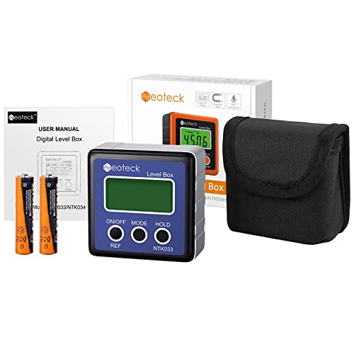 Neoteck Digital Angle Finder LCD Digital Angle Gauge Waterproof Protractor Inclinometer Bevel Box for Helicopter Bevel Angle of Miter Saw Automobile Test and Repair and ect-Blue Neoteck