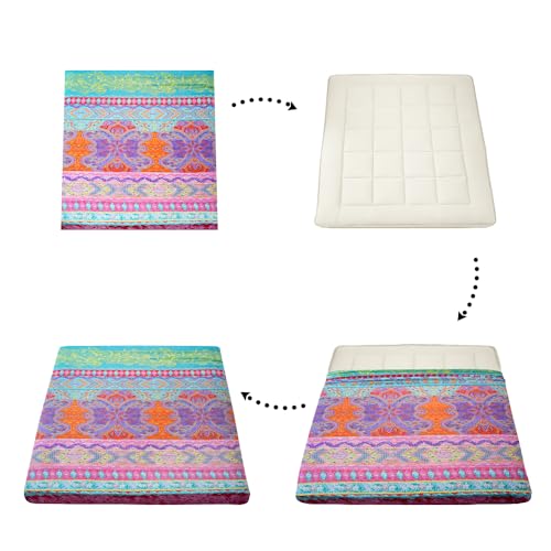 MAXYOYO Mattress Cover for Traditional Japanese Futon Mattress, Futon Floor Mats Cover with Zipper, Super Soft and Machine Washable, Bohemian, Twin MAXYOYO