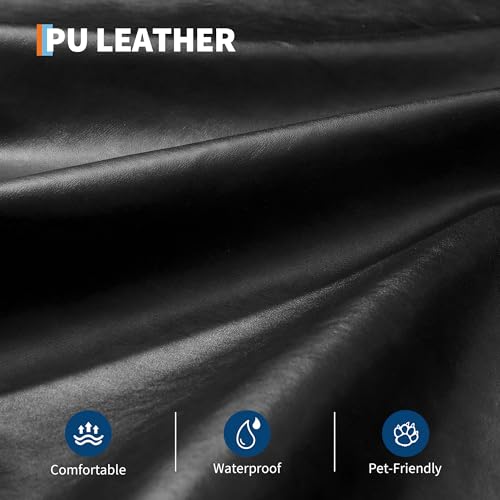 GarveeHome Futon Sofa Bed, 75-Inch Modern Faux Leather Convertible Couch, Mid-Century Loveseat for Small Space, Living Room, Bedroom, Black GarveeHome