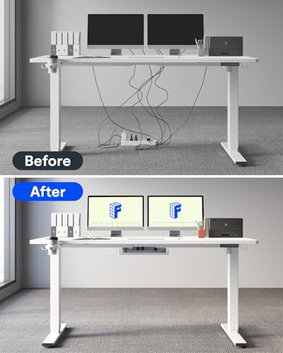 FLEXISPOT 79" x 32" Office Standing Desk, Height Adjustable Sit-Stand Desk, Quiet & Stable, with Cable Management & Cup Holder, for Commercial Use, White Top (2 Packages) FLEXISPOT