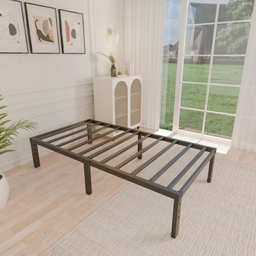 ALDRICH 14 Inch Metal Twin Bed Frame - Single Black Basic Steel Slats Platform, Easy Assembly Heavy Duty Noise Free Bedframes, No Box Spring Needed ALDRICH