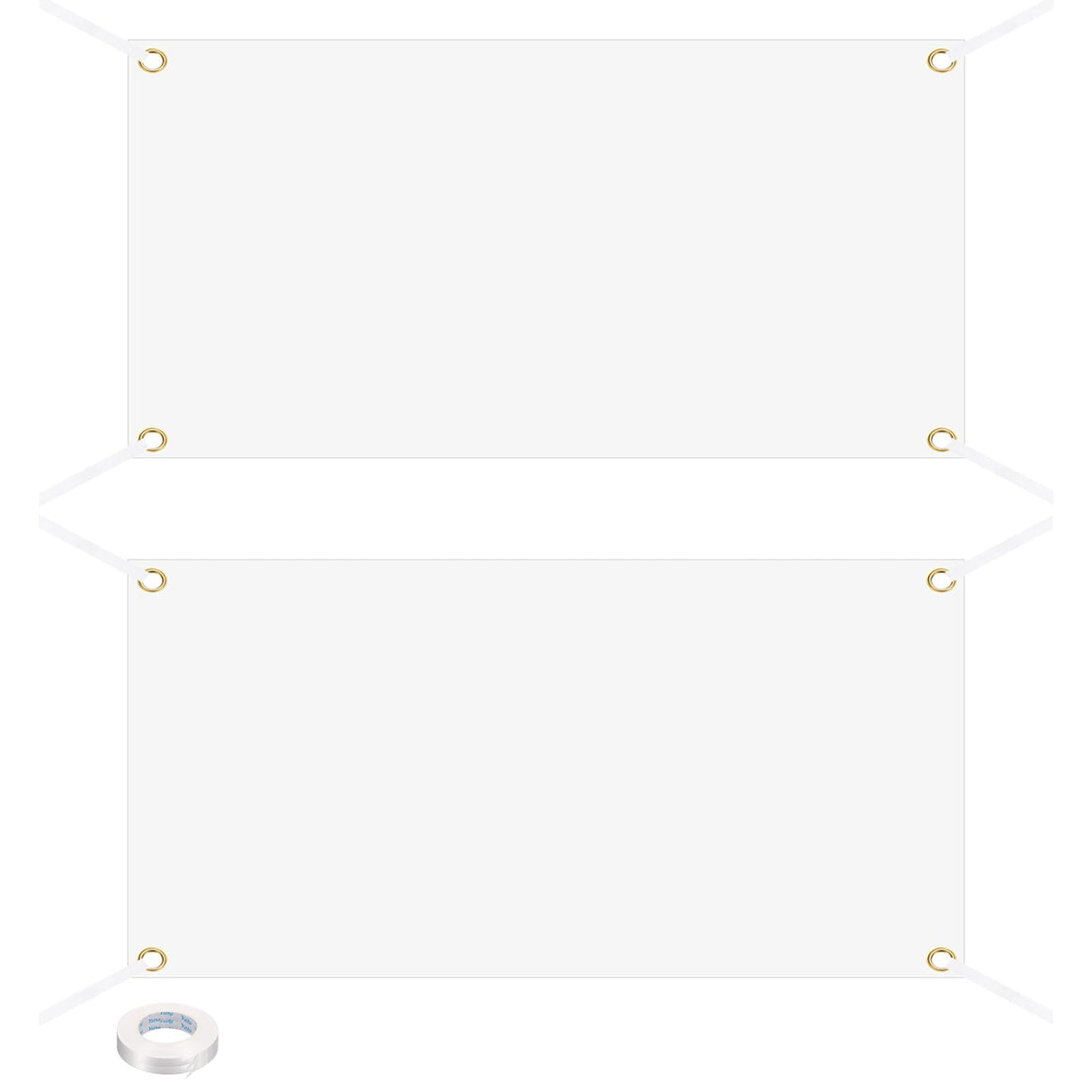 PATIKIL 2 PCS Blank Banners Signs to Decorate 2'x4' Sublimation White Banner with Hanging Rope for Business Outside Outdoor Wall PATIKIL