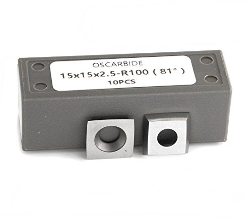 OSCARBIDE Byrd Shelix Carbide Inserts Replacement Cutters (15x15x2.5mm R100-81°) 15mm Square Carbide Cutters with 4" Edge Radius for Woodworking OSCARBIDE