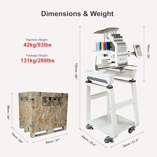 Fokuse brand FKS-1001 Commercial Embroidery Machine with 10 needle, Embroidery Area 14.2"x9.5", 1200SPM Max Speed, 7" Touch Screen, suitable for T-shirt, Hat, Flat, Bag and more