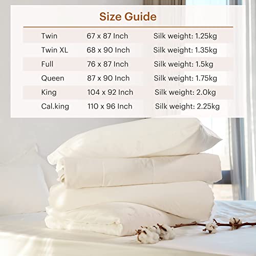 LilySilk All Season Silk Comforter/Duvet/Quilt, 100% Silk Floss Filling with 100% Cotton Cover (Twin(67x87 Inch,Silk Weight:1.25kg) LilySilk