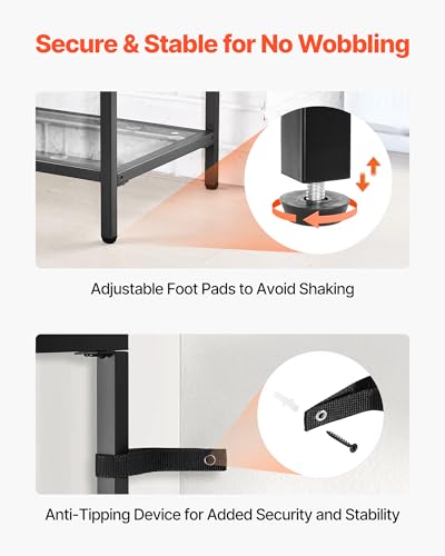 VEVOR 3-Tier Glass Console Table, Modern Rectangle Sofa Side Table with Tempered Glass Top and Iron Legs, Golden Consloe Desk with Anti-Tip Device for Living Room, Hallway, Entryway, Foyer, Black VEVOR