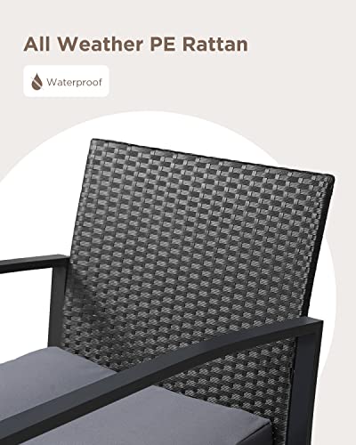Aiho 3 Pieces Patio Furniture Set, Outdoor Wicker Furniture Set, Modern Rattan Rocking Chair Set with Coffee Table for Yard, Balcony, Poolside, Porch, Grey Aiho