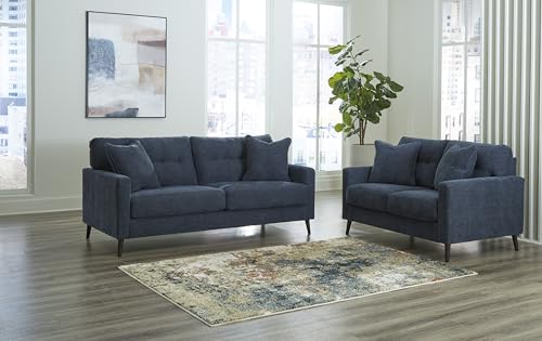 Signature Design by Ashley Bixler Classic Tufted Loveseat with Removable Cushions, Blue Signature Design by Ashley