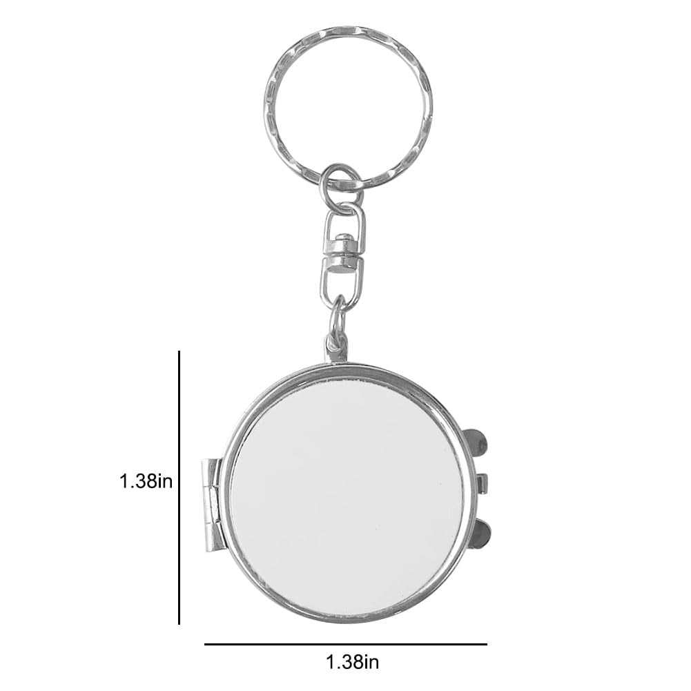 ZUYYON 6 Pcs Sublimation Blank Pocket Makeup Mirror Keychains Double Sided Blank Metal Compact Mirror Mini Folding Makeup Mirror Key Chain Cosmetic Mirror for Women(Round Shape) ZUYYON
