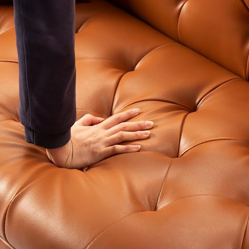 Trygoal Futon Sofa Bed, Convertible Futon Couch with Adjustable Backrest, 68.31” Folding Sofa Bed with 2 Pillows & Metal Legs, Sleeper Loveseat with Armrest for Home Office, Brown Trygoal