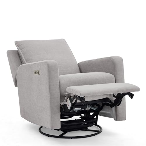 babyGap Harlowe Power Recliner with USB-A & Charging Port by Delta Children - Greenguard Gold Certified – Stain-Resistant Performance Fabric is Oeko-TEX Standard 100 Certified, Ash
