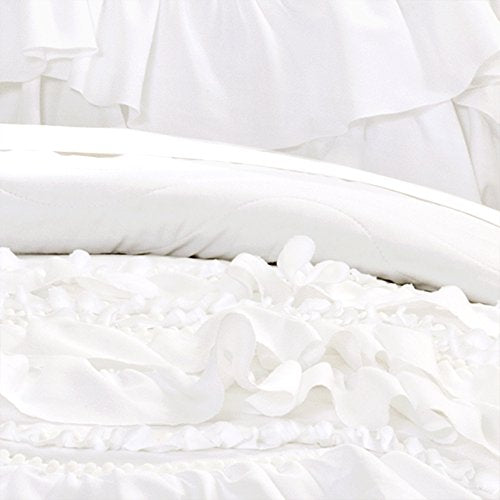 Lush Decor Kemmy Quilt Set, 3 Piece Set Full/Queen, White - Ruffled Bedding Set - Queen Size Quilt Full - White Bedding - Coquette Decor Lush Decor